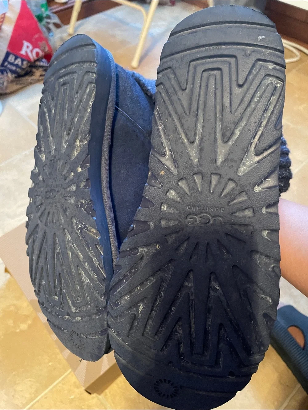 UGG Navy Knit Cuff Suede Winter Boots